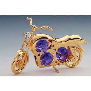  Motorcycle Swarovski Crystal 24k Gold Plated Ornament 