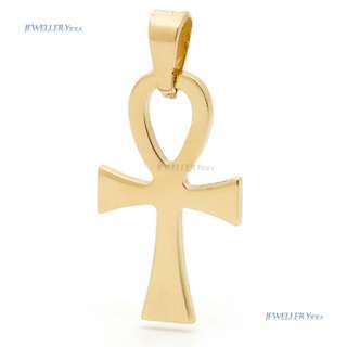 Made in Italy 9ct yellow gold Ankh cross.18mm High x 10mm wide (plus 