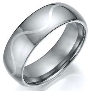 Unique Mens Tungsten Wave Ring Engagement Wedding Band 8mm 