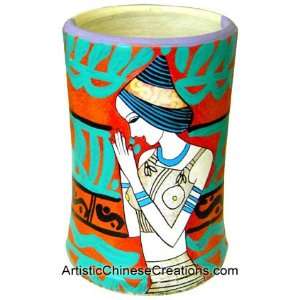   / Chinese Pottery Chinese Pen Container   Maiden