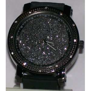   Black Gold Plated Icey Face Hip Hop Streetwear Watch 
