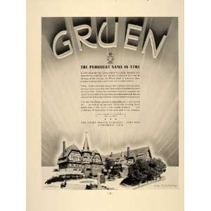 1937 Ad Gruen Watch Company Time Hill Cincinnati Ohio   Original Print 