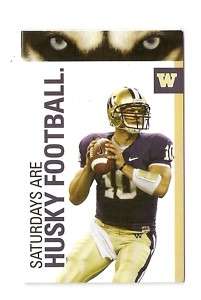 2010 University of Washington Pocket Schedule with Jake Locker on the 