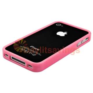   Silicone Case Skin Cover+LCD Anti Glare Protector for iPhone 4S  