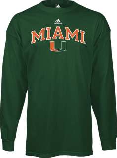 Miami Hurricanes Adidas Green In Play L/S T Shirt sz L  