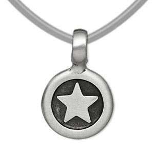  #409 Pendant, pewter, 34x23mm round with star. Sold 
