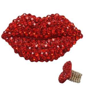 Luscious Lips Shaped Cocktail Fashion Jennifer Williams Ring Covered 