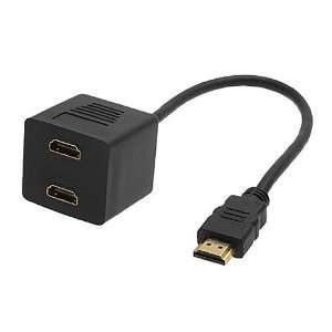   Splitter Cable Adapter 1 Male To 2 Female Box   Black Electronics