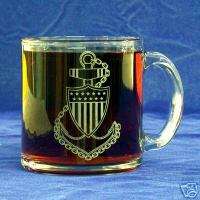 United States Coast Guard etched 13oz Glass Coffee Mug  