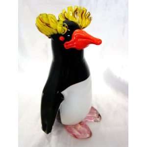   New Hand Blown Glass Rockhopper Penguin Paperweight