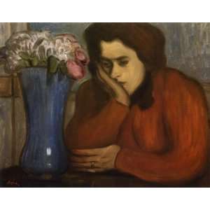  Pensive Woman with Vase of Flowers