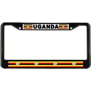  Uganda Ugandan Flag Black License Plate Frame Metal Holder 