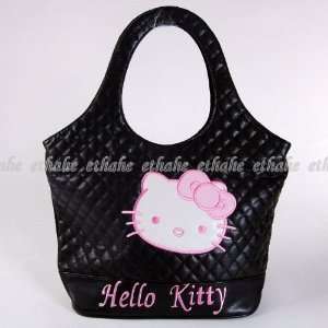  Hello Kitty Shopper Tote Shoulder Bag Hobo Black Baby