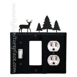  Wrought Iron Deer & Pine Triple Switch/GFI/Outlet Cover 