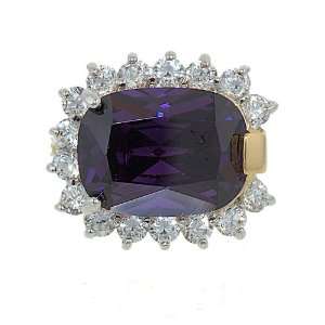   Amethyst Cubic Zirconia Cocktail Ring in a Unique Design Size 5