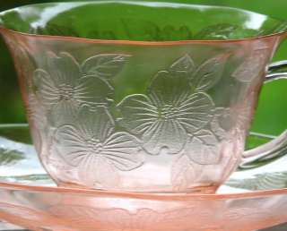Macbeth Apple Blossom Pink Glass Cup & Saucer Set  