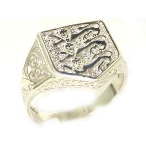 Solid Sterling Silver England Soccer Team 3 Lions Shield Ring   Size 5 