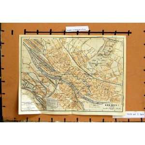  MAP 1921 GERMANY PLAN BREMEN BREMERHAVEN GEESTEMUNDE
