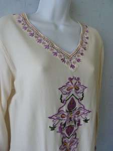 THE PYRAMID COLLECTION Art to Wear Embroidered Boho/Lagenlook Tunic 