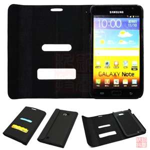 Black Ultra slim Leather flip Wallet case cover For Samsung Galaxy 