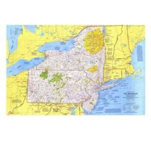  Northeast, USA Map 1978 Giclee Poster Print, 42x56