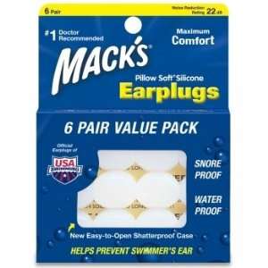  Macks Pillow Soft Silicone Earplugs   6 pair (Pack of 4 