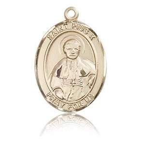  14kt Yellow Gold 3/4in St Pius X Medal Jewelry
