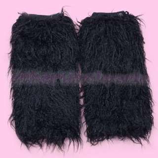 Faux Mongolian Fur Leg Warmer Boot Cover Clubwear Black  