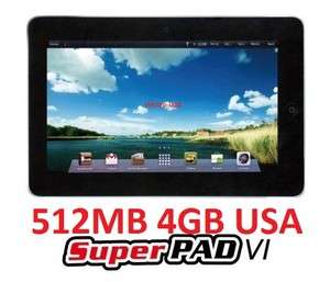 10 GOOGLE ANDROID 2.3 / 2.2 SUPERPAD 6 TABLET WIFI HDMI 512MB 4GB WOW 