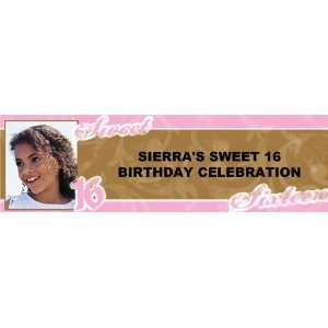 Sweet 16 Birthday Personalized Photo Banner Medium 24 x 80