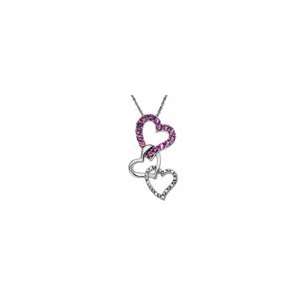  ZALES Pink Sapphire and Diamond Accent Three Heart Dangle 
