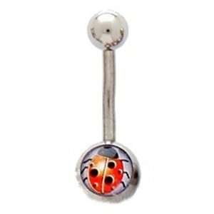  Lady Bug Logo Belly Ring 316l Surgical Steel Body Jewelry 