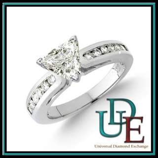 Diamond Engagement Ring in 14K White Gold 1.24ct Trillion Cut Shiny 