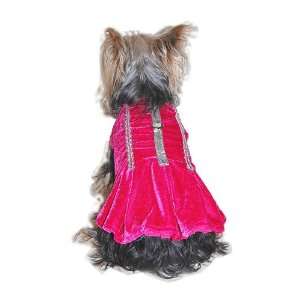  Velvet Pet Harness Dress Extra Small Pink