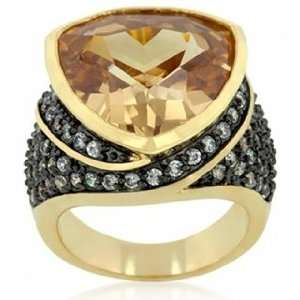  Joannes 14k Gold & Hematite Champagne Triangle Cut Ring 