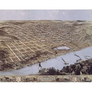  BIRDS EYE VIEW CITY OF OMAHA NEBRASCA 1868 MAP SMALL 