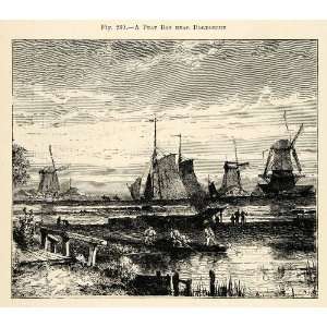  1882 Steel Engraving Dordrecht Netherlands Peat Bog 
