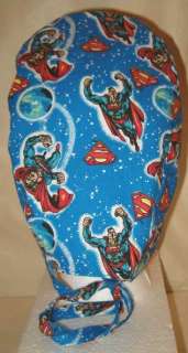 SURGICAL SCRUB HAT CAP MADE W SUPERMAN SUPERHERO FABRIC  