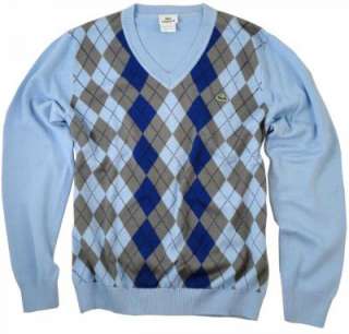 NWT Lacoste Supima Cotton v neck argyle sweater  