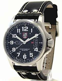 Luminox Mens Watch Field Time and Date Black Dial and Leather Band 