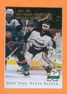 1997 98 Michigan K Wings Hockey Pocket Schedule IHL  
