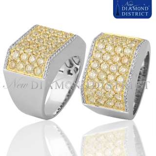 MENS 5.15CT TOTAL PAVE SET NATURAL FANCY YELLOW & WHITE DIAMOND BAND 