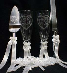 Garfield & Arlene Wedding Cake Topper Glasses knife LOT  