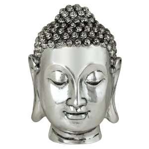    Silver Finish Large Buddha Head Sculpture