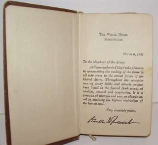 1943 Army WWII New Testament Catholc w/Roosevelt Letter  