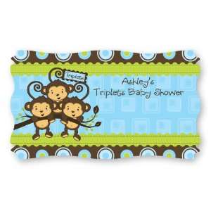   Monkey Boys   Set of 8 Personalized Baby Shower Name Tag Stickers