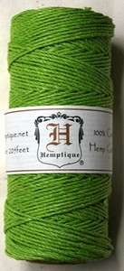   COLOR ~ 1mm LIME GREEN HEMP CORD 205 ft Spool ~ Twine~Crafts Natural