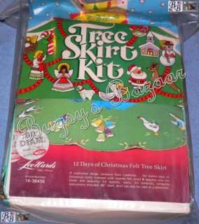 Vtg LeeWards 12 TWELVE DAYS OF CHRISTMAS Felt Tree Skirt Kit  