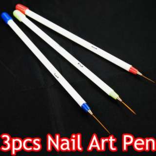 3pcs Acrylic Tips Nail Art Design Brush Ongle Liner Drawing Painting 