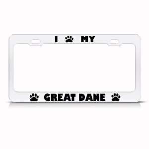  Great Dane Dog White Animal Metal license plate frame Tag 
